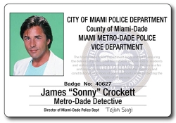 Sonny Crockett Badge HALLOWEEN Costume Accessory